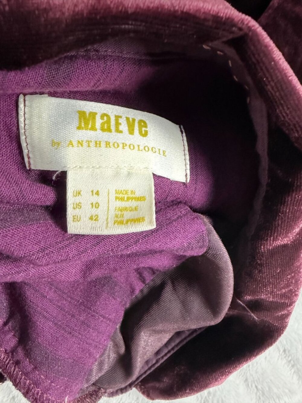 Maeve by Anthropologie Karina Velvet Button Down Shirt Burgundy Metallic Size 10 - Picture 4 of 9